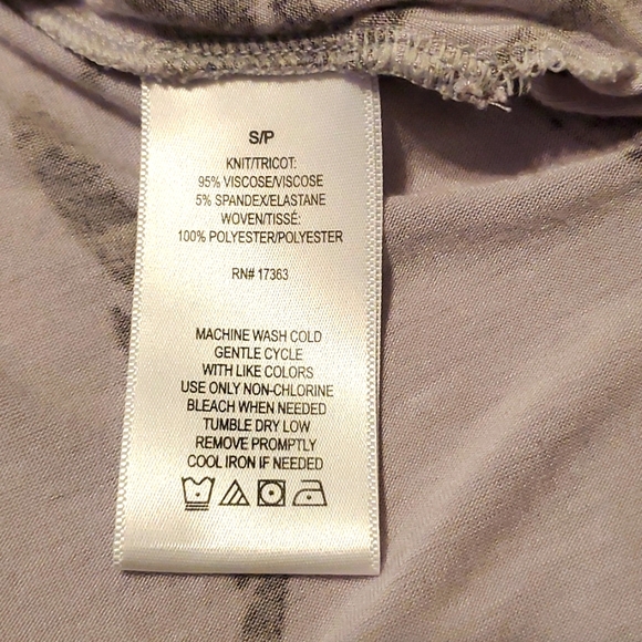 H Halston LLILK Lounge Grey/ Black Lilly Flower Chiffon Trimmed Pants Set Sz S/P - Picture 11 of 11